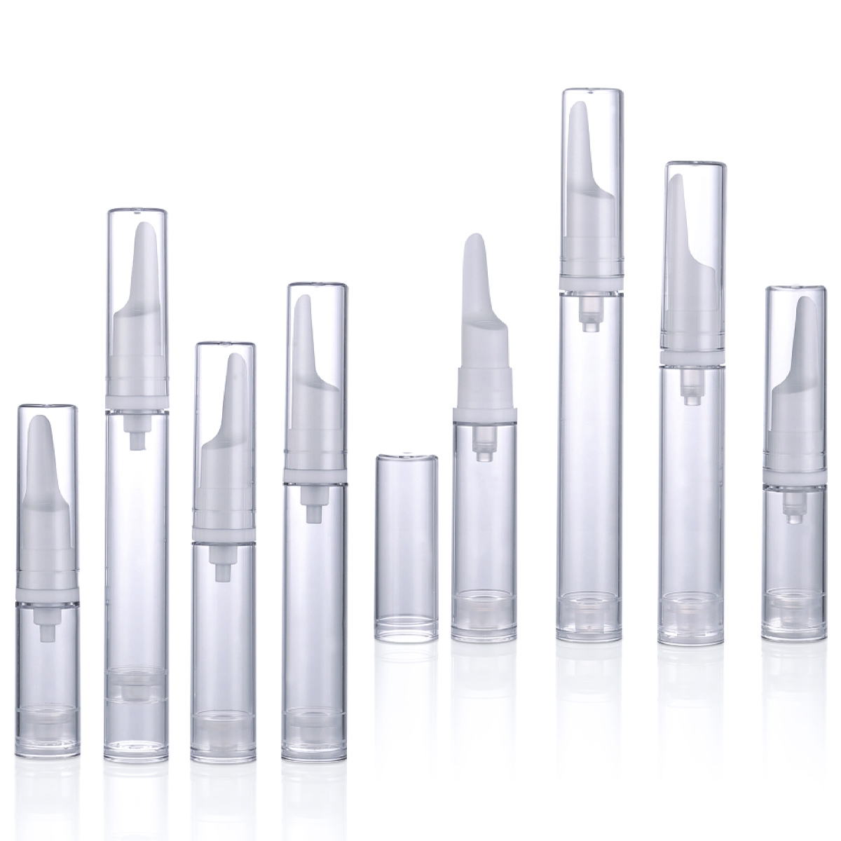 5ml 10ml 12ml 15ml 圆筒白色/透明真空泵管化妆品乳液瓶真空眼霜 Y01